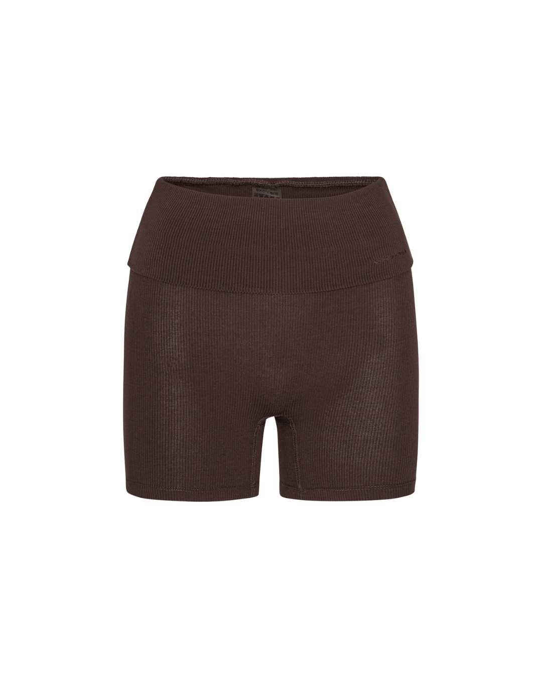 Rib Fold Over Shorts - Pecan Brown