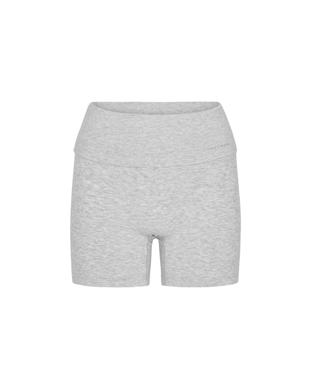 Rib Fold Over Shorts - Grey Melange