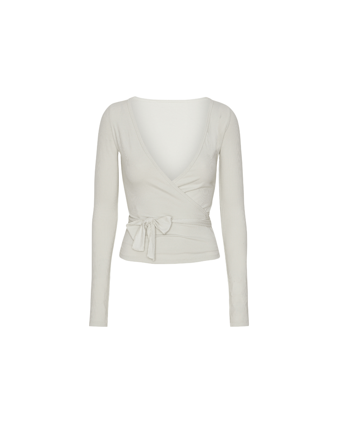 Rib Ballet Wrap Blouse - Vanilla