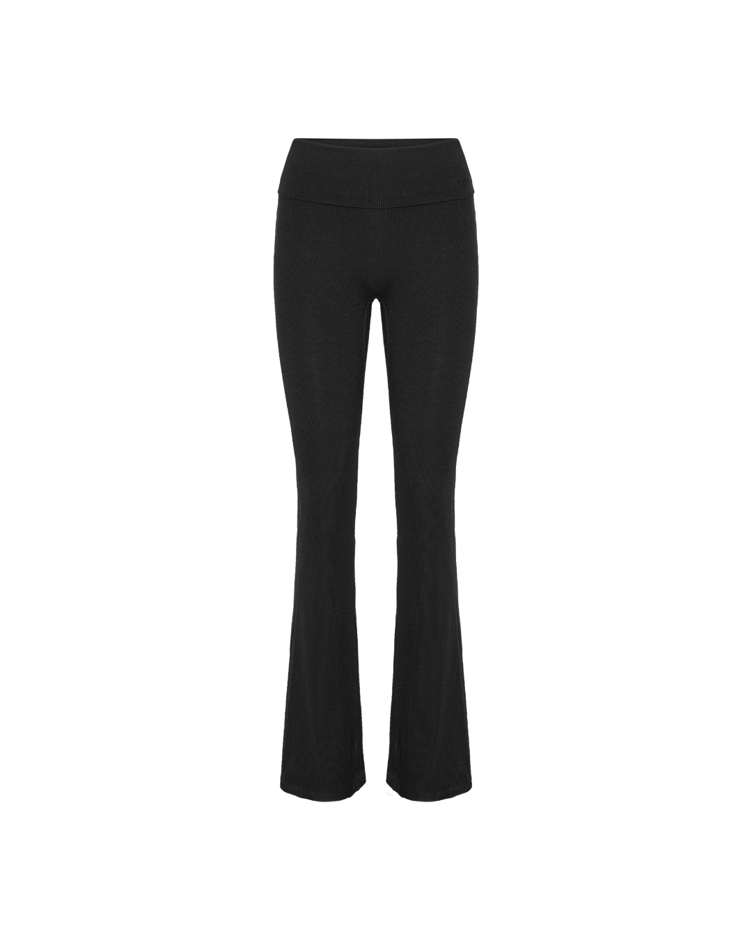 Rib Fold Over Pants - Black